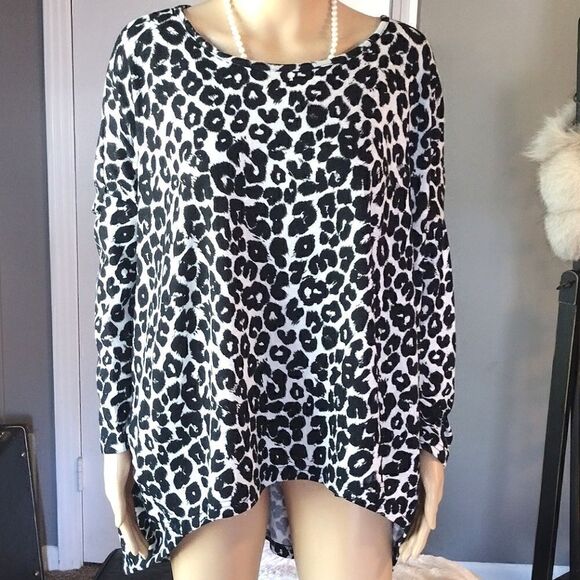 Ya Los Angeles Women's Size Large Leopard Print Long Sleeve Blouse Shirt, Top - Picture 14 of 14